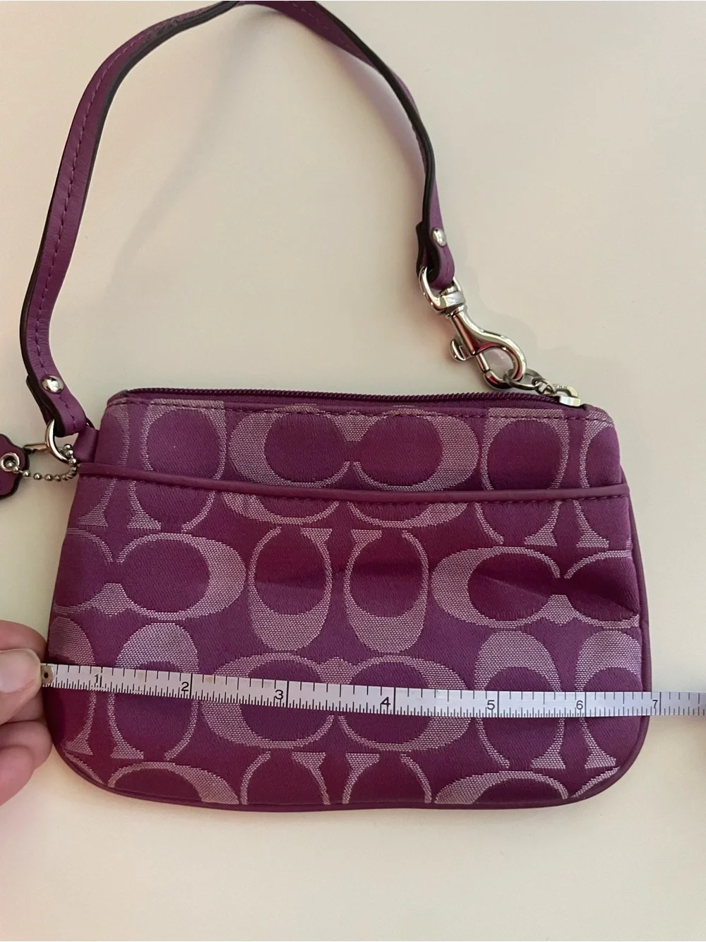 Coach Purple Signature Jacquard Wristlet